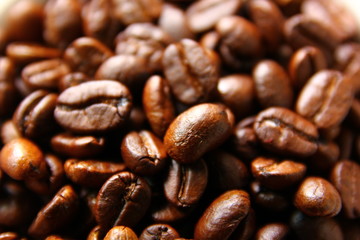 topview closeup coffee beans ,arabica,robusta