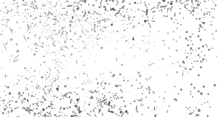 Confetti on isolated white background. Geometric holiday texture with glitters. Black and white illustration