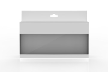 box with transparent window on white background. 3d illustration 