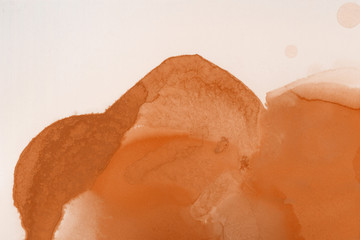 Hand painted alcohol ink background. Abstract delicate orange texture. Contemporary autumn wallpaper. 