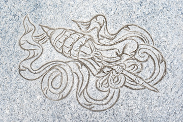 Stone carving in Chinese temple.