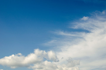 Fototapeta na wymiar Beautiful white clouds on blue sky on a sunny day