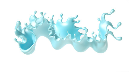 Beautiful turquoise paint splash. 3d illustration, 3d rendering.