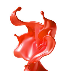 Beautiful red paint splash. 3d illustration, 3d rendering.