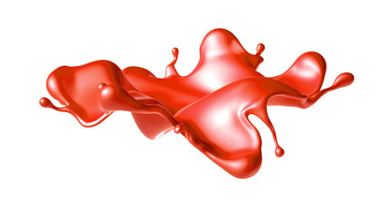 Beautiful red paint splash. 3d illustration, 3d rendering.