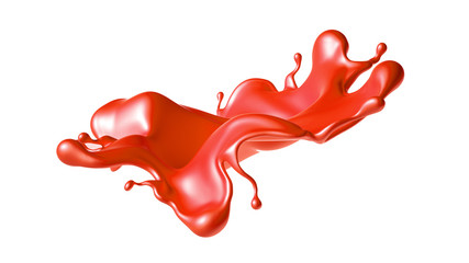 Beautiful red paint splash. 3d illustration, 3d rendering.