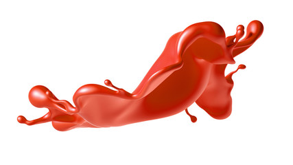 Beautiful red paint splash. 3d illustration, 3d rendering.