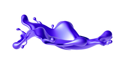 Beautiful purple paint splash. 3d illustration, 3d rendering.