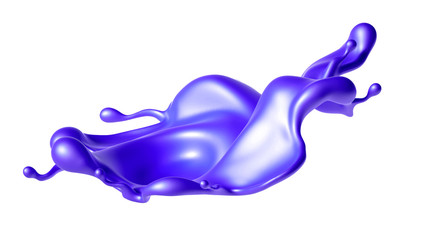 Beautiful purple paint splash. 3d illustration, 3d rendering.