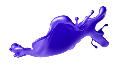 Beautiful purple paint splash. 3d illustration, 3d rendering.