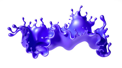 Beautiful purple paint splash. 3d illustration, 3d rendering.