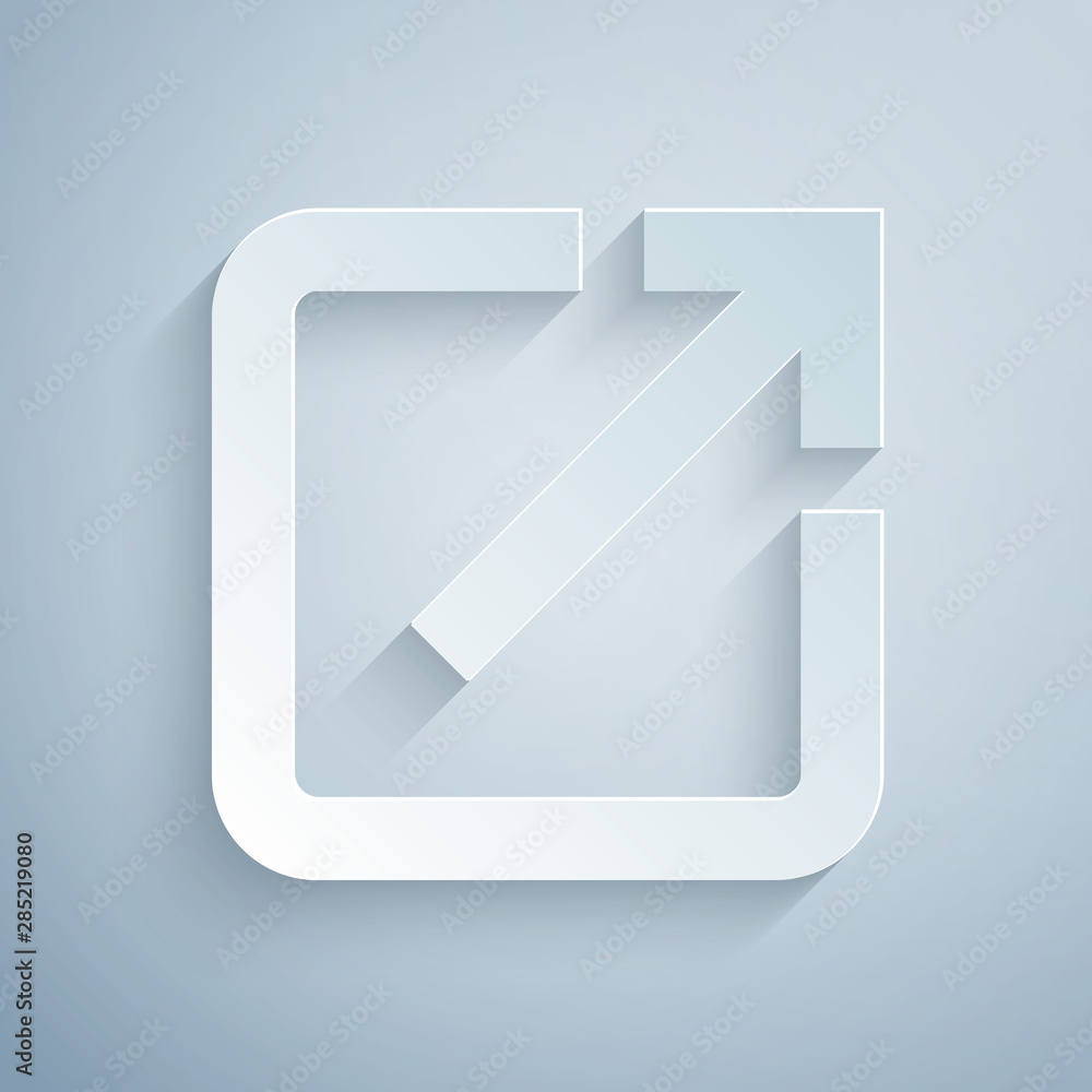 Poster paper cut open in new window icon isolated on grey background. open another tab button sign. browser