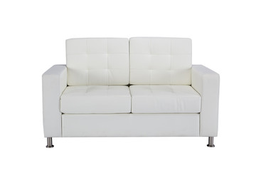 Leather sofa for three persons in white color