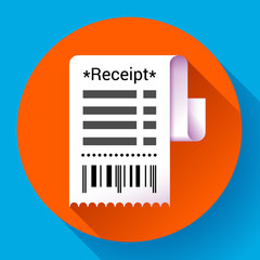 Paper receipt, bank document, payment and bill invoice icon, retail and sales concept, vector illustration.