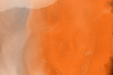 Fototapeta premium Hand painted alcohol ink background. Abstract delicate orange texture. Contemporary autumn wallpaper. 