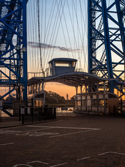 Middlesbrough Transporter Bridge Gondola at sunrise