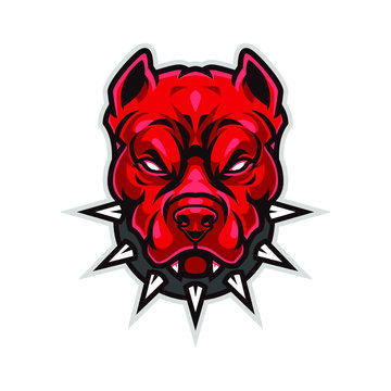 Angry Pitbull Mascot, Vector Logo Illustration