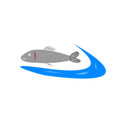 Obraz na płótnie Canvas fish and blue wave logo