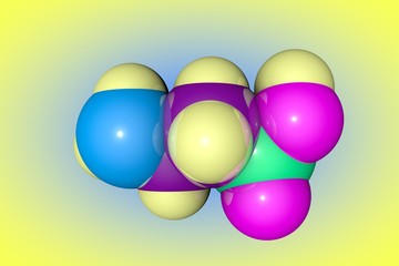 Space-filling molecular model of taurine, conditionally essential amino acid. Medical background. Scientific background. 3d illustration