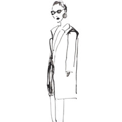 watercolor fashion illustration on a white background, model on a white background, Stylish fashion models