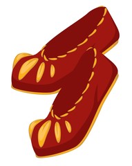 Renaissance epoch shoes or footwear, isolated pair, fashion