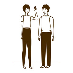 silhouette of couple of people standing on white background