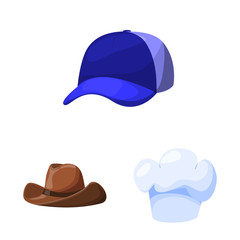 Isolated object of headgear and napper logo. Collection of headgear and helmet stock symbol for web.