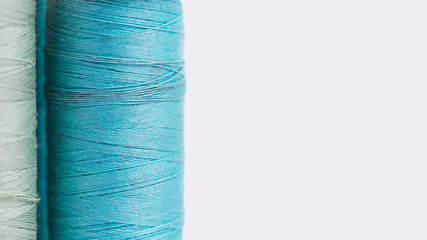 Group of blue thread reels