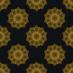 Luxury Decorative Gold Floral Mandala Seamless Pattern