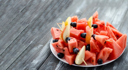 Red sliced watermelon into slices