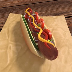 3d rendered Hot Dog