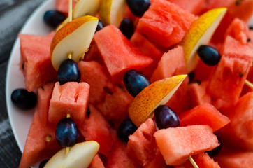 Red sliced watermelon into slices