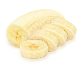 Cutted banana isolated on a white background.
