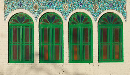 Example of iranian architecture. Windows detail. Ornaments.Iranian windows fragment photo....