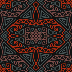 Tribal Decorative Doodle Lines Seamless Pattern