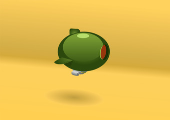 A zeppelin shaped as an olive. Vector illustration © uklanor