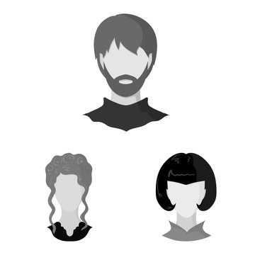 Isolated object of character and profile logo. Collection of character and dummy vector icon for stock.