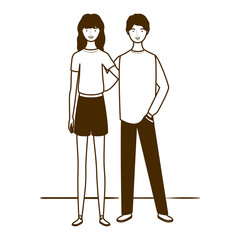 silhouette of couple of people standing on white background