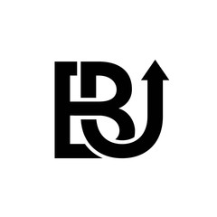 Initial letter BU logo design with arrow pointing upwards