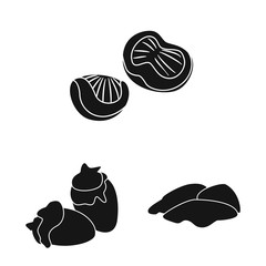 Vector design of restaurant and agriculture sign. Set of restaurant and raw stock symbol for web.