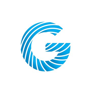 Beautiful initial letter G logo design with blue wavy line patterns