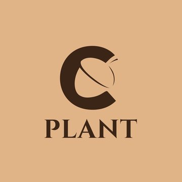 Initial letter C acorn logo design with earth color tone