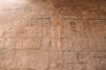 Ancient Egyptian hieroglyphs at luxor temple