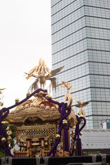 Fototapeta na wymiar Chiba, Japan, 08/20/2019 , Samugawa Shrine's annual festival is held every year on 20th august . In the picture, the Mikoshi, a portable shrine that is carried around the city.