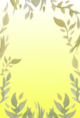 Watercolor floral frame with yellow backgroundfor wedding stationary, greeting, wallpapers, fashion, background, te[ture