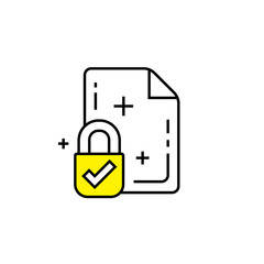 Secure file line icon. Secured document lock symbol. Paper page padlock sign. Vector illustration.
