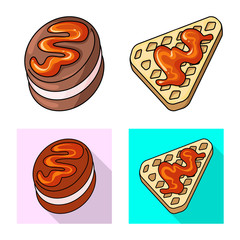 Vector illustration of confectionery and culinary symbol. Collection of confectionery and product stock vector illustration.