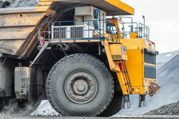 Fototapeta na wymiar Quarry truck carries coal mined.