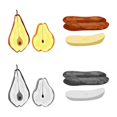 Isolated object of food and raw logo. Set of food and nature vector icon for stock.