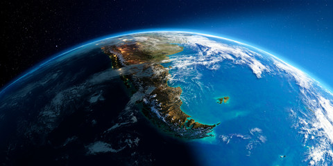 Detailed Earth. South America. Tierra del Fuego - obrazy, fototapety, plakaty